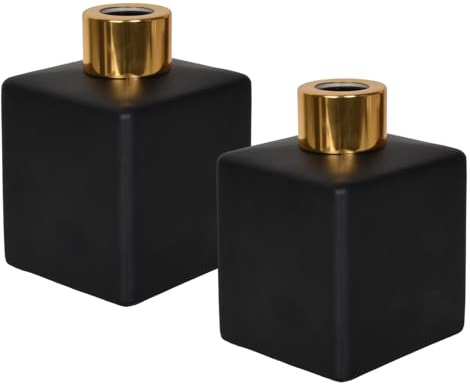 Colexy 2 Bottiglie vuote del diffusore da 150 ml, Piccole Bottiglie di Vetro per aromaterapia, Bagno, Ufficio (Nero Opaco)