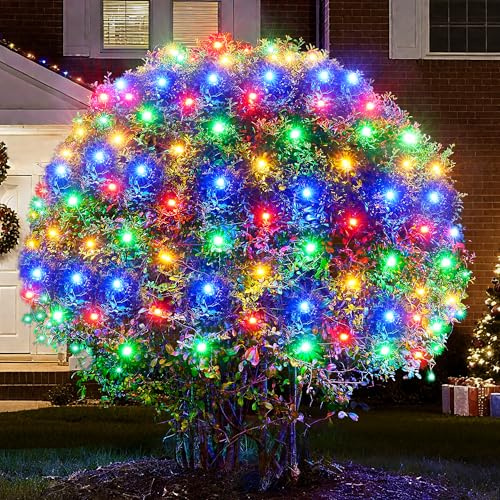 BlcTec Upgraded Christmas Lights Outdoor 176LED 8.7ft x 5.2ft Christmas Net Lights with UL Certified, 8 Modes, Timer, Connectable, Waterproof Durable Thick Wire for Bushes, Shrub Decor, Multicolor