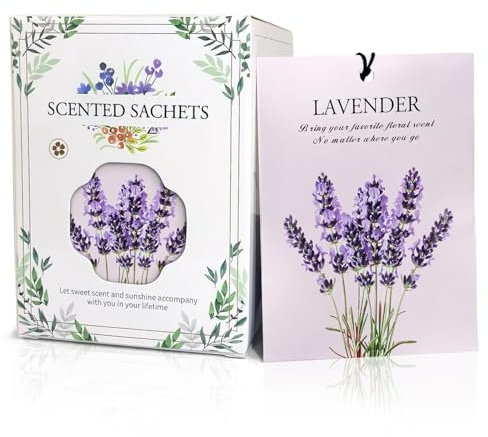 12 Sacchetti Profumati Lavanda per Armadio e Cassetti – Profumatore Armadio Vestiti e Deodorante per Cassetti, Scarpe, Bagno e Auto – Lunga Durata Profumo per Armadio e Scarpiera, Profumatore per Casa
