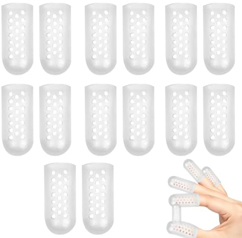 14 Stk Fingerschutz Silikon,Fingerschutz Bei Verletzung,Gel Fingerlinge,Atmungsaktives Fingerkuppenschutz,Gegen Finger Knibbeln,Fingerschützer,Fingerkappen,Finger Sleeves für Bei Blasen Fingerknacken
