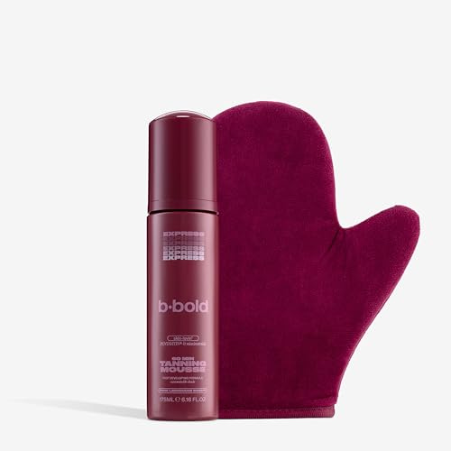 B·BOLD Express Fake Tan Mousse + Tanning Glove Bundle 175ml – Fast Developing Tanning Mousse with Hydrating PENTAVITIN® and Niacinamide | Waterproof, Reusable, Stain-Free Glove