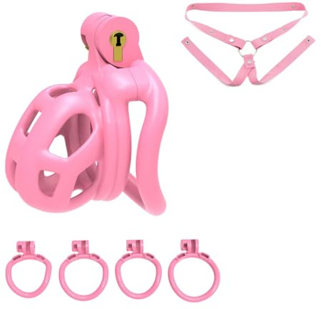 Multifunktionell, andningsbar bur för män, inkluderar 1 elastiskt band och 4 ringar (42 mm/45 mm/48 mm/52 mm)-RDMC4601 (Nub)