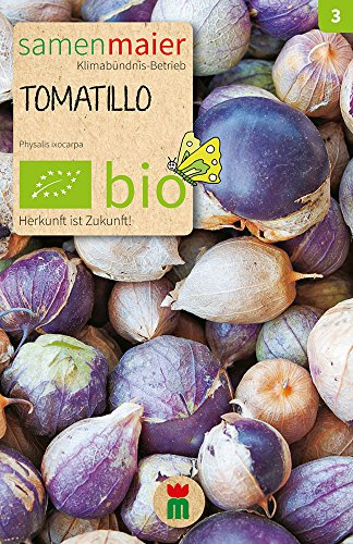 BIO Tomatillo Samen - Mischung violett/weiß, Höhe ca. 100 cm, einjährig - Aussaat März-April, Ernte Juli-Frostbeginn - reicht für ca. 15 Pflanzen - Samen Maier