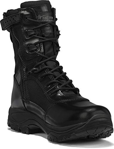 TACTICAL RESEARCH TR Men's Class-A TR908Z WP 8 Black High-Shine Leather Waterproof and BBP-Proof Side-Zip Dress Uniform Tactical Boot for Patrol or Parade, Black - 9 R