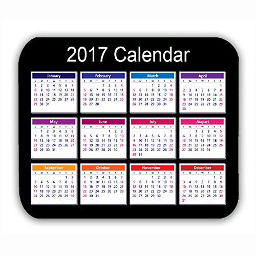 TuToy Kalender 2017 Mouse Mat Schwarz Anti-Slip Computer Pc Desktop Gaming Mouse Pad