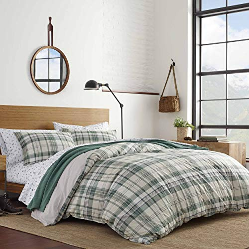 Eddie Bauer | Couette à Carreaux 100% Coton, Douce et Confortable, de qualité supérieure avec taie d'oreiller Assortie, Ensemble de literie 2 pièces, Vert, lit jumeau