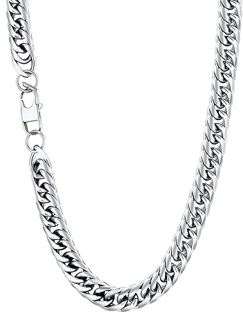 U7 Rostfritt stål Franco pansarkedja halsband/armband för män kvinnor, 3,5 mm/6 mm/9 mm/12 mm bred, 21 cm - 91 cm längd, tjocka hiphop-smycken, Rostfritt stål