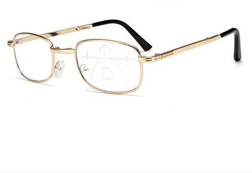 VOCD Lesebrille Anti-Blaulicht Anti-Glare Progressive Multi-Focus Folding Lesespiegel Metall Vollformat Fern Und Nah Dual-Use-Männer Und Frauen