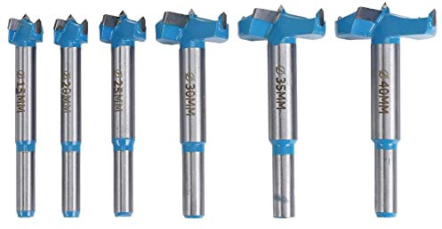 Juego de Brocas Forstner, 15-40Mm 6 Piezas Serías Forstner de Carburo Herramienta de Madera de Acero Grande
