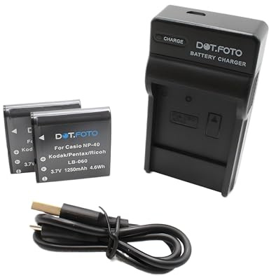 Dot.Foto LB-060 Premium 1250mAh Batterie (x2) & Chargeur de Batterie USB pour Kodak PixPro AZ361, AZ362, AZ421, AZ422, AZ425, AZ501, AZ521, AZ522, AZ525, AZ526, AZ527, AZ528