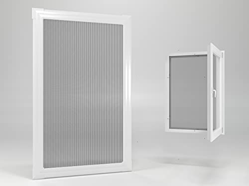 ALOHA Fliegengitter für Fenster Alurahmen Insektenschutz Insektenschutzrahmen Spannrahmen Mückengitter Gitter (Weiß / 80cm x 100cm / Selbstbausatz)