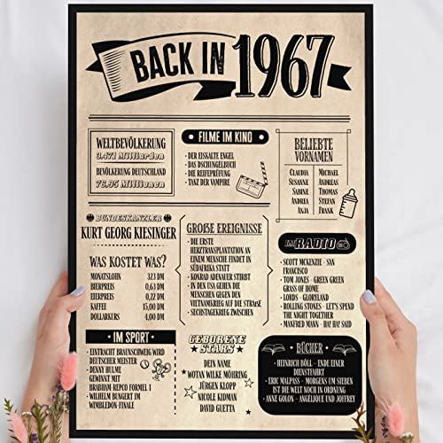 59 Geburtstag, Alte Zeitung Holzbild - Back in 1967 Vintage - personalisierbar zum Hinstellen/Aufhängen opt. beleuchtet, 59ter Geburtstag, 59 Geburtstag Frau & Mann, Jahr 1967 - persönliches Geschenk