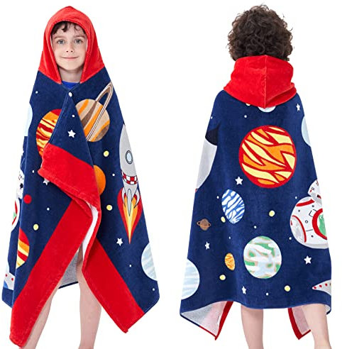 Bavilk Kids Poncho Beach Towels with Hooded for Bath,Pool,Swim Girls Boys