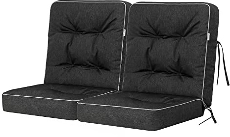 Bjird Bankauflage für Gartenmöbel, Gartenbank, Polsterauflage für Hollywoodschaukel, Auflagen für Gartenschaukelkissen, Sitzkissen, Stuhlauflage, Indoor/Outdoor - Schwarz - 100 cm (2 x 50 cm)