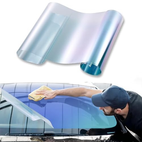 XhuangTech Auto Tönungsfolie Fenster, 65% VLT Tönungsfolie Auto Chameleon Dunkelblau, 93% Wärmeisolierung Sichtschutz Sonnenschutz Solar Folie für Frontscheibe/Seitenfenster (1x3M)