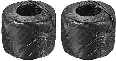 MECCANIXITY Spago in poliestere e nylon e plastica per uso domestico, per imballaggio, giardinaggio, artigianato, lunghezza 100 m, nero, confezione da 2