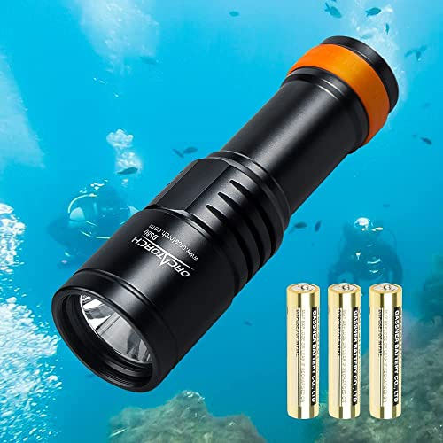 Orcatorch D580 Compact Backup Dive Torch, 530 Lumens Scuba Light | 6° Narrow Beam, Twist Switch, IP68 Waterproof, 150m Depth Rating, 3 AAA Batteries Included, Ideal for Night & Safety Diving