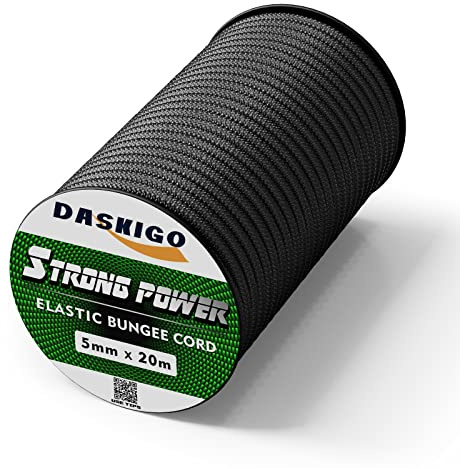 Gummiseil, elastisch, 5 mm x 20 m, Schwarz