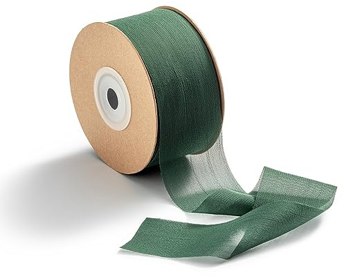 CHUQING Nastro regalo verde, 38 mm nastro per fiocchi largo verde scuro nastro chiffon decorazione nastri nastro di seta verde regalo per matrimonio compleanno Natale decorazione confezione regalo