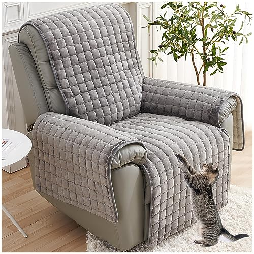 Sofa Armlehnenbezüge, Sesselschoner Sesselauflage, Fernsehsessel Schutzbezug Anti-Rutsch, Relaxsessel Bezüg Sesselüberzug für Zuhause mit Kindern und Haustieren Hund (Grau,2 Sitz (116*190cm))