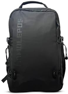 DAMOLEPOS Hochwertiger Rucksack - Physiologisch geformte Rückseite - Für den täglichen Gebrauch - Mit dedizierten Fächern für Handy, Laptop, Geldbörse, Schlüsselanhänger und Kartenhalter (Schwarz)