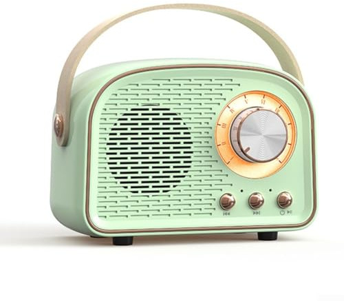 Altoparlante portatile senza fili retrò, mini altoparlante Bluetooth, altoparlante Bluetooth con radio FM, musica stereo (verde)