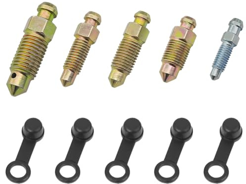 Hohlschraube Entlüftungsschraube mit Kappe für Motorrad Schraube für Entlüftungsschraube Hauptbremszylinder Bremssattel M6 x 1 mm M7 x 1 mm M8 x 1,25 mm M10 x 1 mm M10 x 1,25 mm 5 Stück