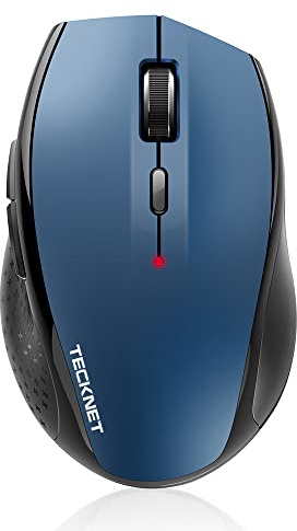 TECKNET Maus Kabellos, Bluetooth-Funkmaus, 4800 DPI Maus Kabellose Bluetooth Mouse 6 Verstellbare DPI Level, Ergonomische Maus mit Batterieanzeige für Laptop Computer, iPad Pro, Windows - blau