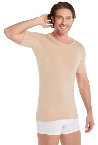 FINN Antiperspirant T-shirt för män med rund hals - osynlig undertröja, Hudfärg, 3XL