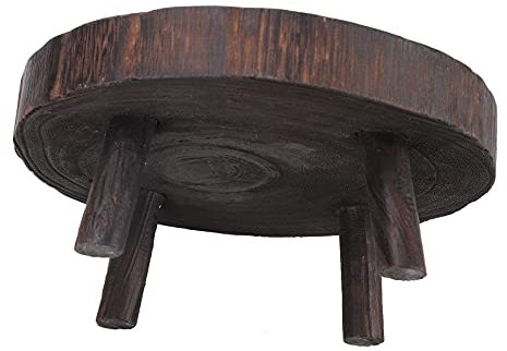 JDEFARF Blumentopfständer aus Holz, Pflanzenhockerständer, Kaktuspflanzenständer, Holzhocker Pflanzenständer, Runder 4-beiniger Hocker für Pflanzen(Braun-14 x9cm)