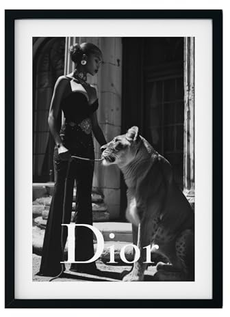 MJ-GRAPHICS® | Mood Poster Set Fashion Luxus - Schwarz-Weiß - Elegant, Luxuriös, Boutique Lifestyle, Löwin - Dekorative Wandkunst Premium für Schlafzimmer Wohnzimmer - A4 Kunstdrucke - ohne Rahmen