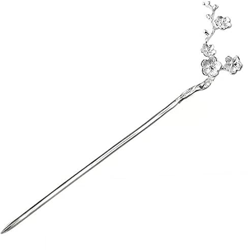 Retro-Haarbalken, chinesische Haarschläge, Versilberte Haarstäbchen, chinesische klassische Haar-Essstäbchen for Dutts, Vintage-Haarnadeln, Pflaumen-Bossom-Essstäbchen, Haar-Accessoires, geeignet für