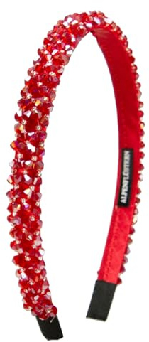 Alpenflüstern Trachten-Haarreif Glitzerperlen schmal - Damen Haarschmuck, Haarband rutschfest fürs Dirndl (rot) ADV150