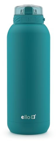 Ello Cooper 40oz Stainless Steel Water Bottle with Straw and Carry Handle, Double Walled and Vacuum Insulated Metal, Leak Proof Locking Lid with Soft Silicone Spout, Reusable, BPA Free, Antigua