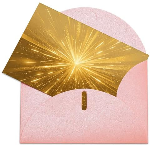 DJUETRUI Goldene Glitzer-Grußkarten, blanko, Dankeskarte, Notizkarten mit Umschlägen, Happy Birthday-Karten, Blanko-Karten, Valentinstagskarten für Abschlussfeier, Hochzeit, 10,2 x 15,2 cm