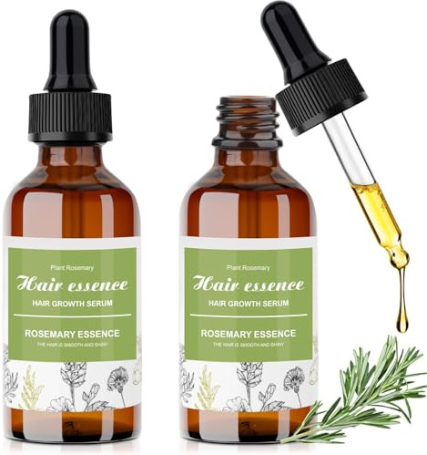 Rosemary & Coconut Oil Blend for Hair Growth, Hair Oil Scalp Serum for All Hair Types, Hair Moisturizing Strengthening Oil, Natural Essential Oil for Hair Eyelash Beard Skincare Massage (2 x 60 ml)