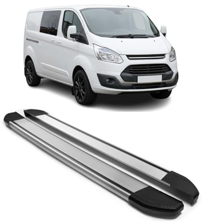 OMAC Trittbretter Seitenschweller kompatibel mit Ford Tourneo Custom 2013-2023 L2 Alu Grau 2 TLG