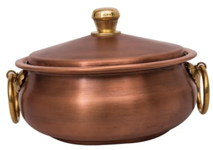 JISADER Kupfertopf Binauraler Topf Kochgeschirr Kupfer Kochtopf für Picknick Party Herd Hotel, 24 cm Durchmesser