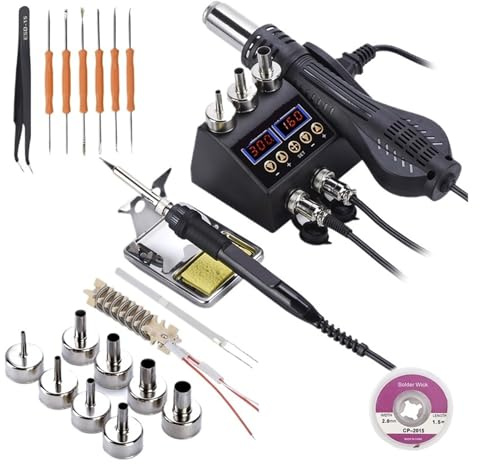 WESLNN Stazione di Saldatura 750W 2 in 1 Saldatore Pistola Ad Aria Calda Stazione di Saldatura di Rilavorazione for Telefono BGA SMD Strumenti di Riparazione di Saldatura(8898 KIT4)
