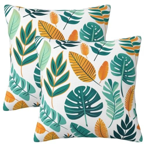 Kissenbezug 80x80 cm 2er Set Herbst Deko Kissen Bunt Blatt Kissenbezug, Quadrat Kissenbezüge, Weicher Sofakissen, Kissenhülle Herbst, Zier Kissen Mit ReißVerschluss, Couch Deko Schlafzimme 32x32Inch