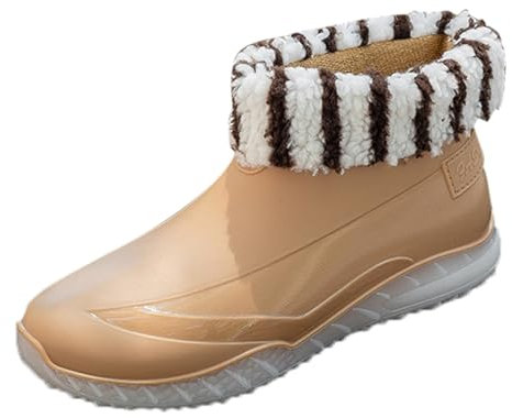 Generico Botas de goma para mujer para lluvia, acolchadas a prueba de viento, botas de goma de lluvia para mujer, cómodas con forro polar, botas de invierno de color liso, botas impermeables