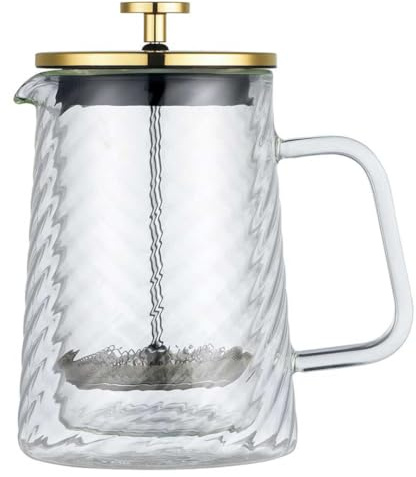Klausberg Teezubereiter Kaffeebereiter French Press 600ml / 5 Tassen, Kaffeepresse Edelstahl filter, Doppelwandige Isolierte Kaffeekanne, Teekanne, Teebereiter, Deckel in Gold (KB-7766)