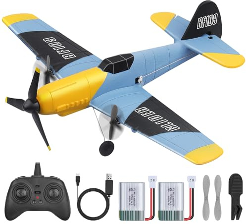 Henakmsl Aereo Telecomandato 3CH, 2.4GHz Telecomandato BF109 Fighter Toy Con 2 Batterie, Radiocomandato RTF per Bambini/Adulti/Principianti
