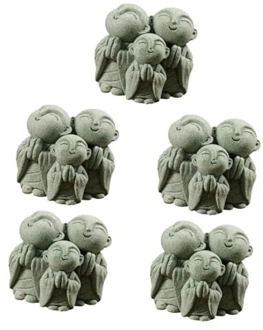 SUPVOX 5pcs Elegant Stone Maitreya Buddha Figurine Home Decor Buddha Ornaments for Garden