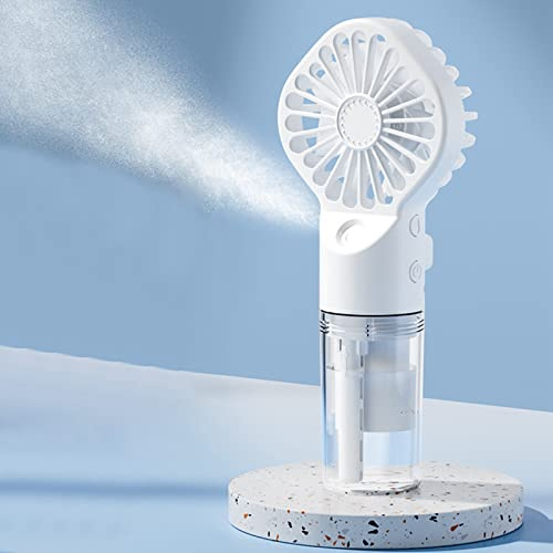 Pocket Mini Handheld Fans, USB Rechargeable Portable Misting Fan with 4 Adjustable Speed, Battery Operated Personal Mister Fan Spray Water Mist Fans for Outdoor Camping Travelling (White)