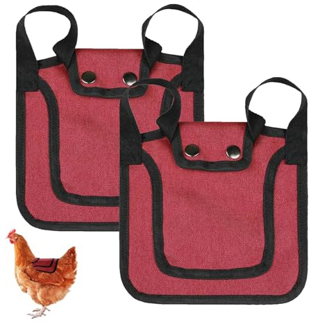 2 Stück Premium-Hühner-Sättel mit dehnbarem Gurt, Hühner-Sättel für Hühner, Hühnerschürze, Rückenschutz für Hühner mit verstellbarem Riemen, Hühnerpaarungssattel (rot)