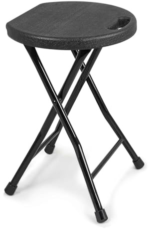 Premium Klapphocker – bis 250kg belastbar, Tragbarer Klappbarer Faltbarer Hocker mit Tragegriff, Leichter & Langlebiger Hocker mit rutschfeste Füße für Garten Indoor/Outdoor – Schwarz (1, 45cm Höhe)