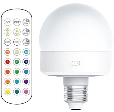 Genérico Bulbos de control remoto | Bombillas LED de cambio de color: bombillas recargables inteligentes de RGB magnéticas desmontables, accesorios de iluminación de luz nocturna para el hogar