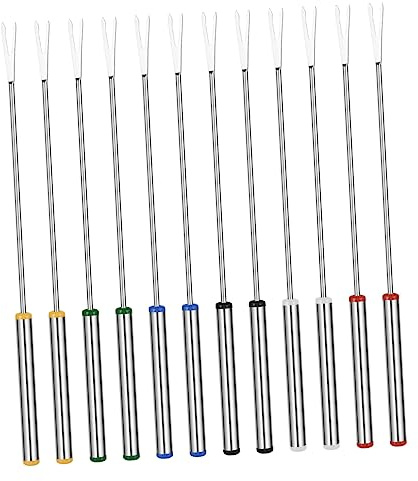 INOOMP 12Pièces Fourchettes à Fondue Acier Inoxydable pour Fondue Fromage et Guimauves Poignée Isolante Thermique Lot Pratique pour Vos