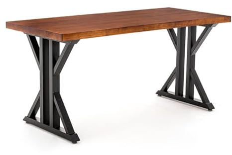 TOTIKI Computertisch Computertisch Aus Massivem Holz, Bürotisch Mit Schmiedeeisernen Rahmenbeinen, Multifunktionaler Schreibtisch, Konferenztisch Study Table(140x70x75cm)
